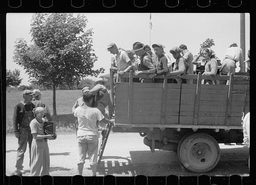 Cherry pickers getting off